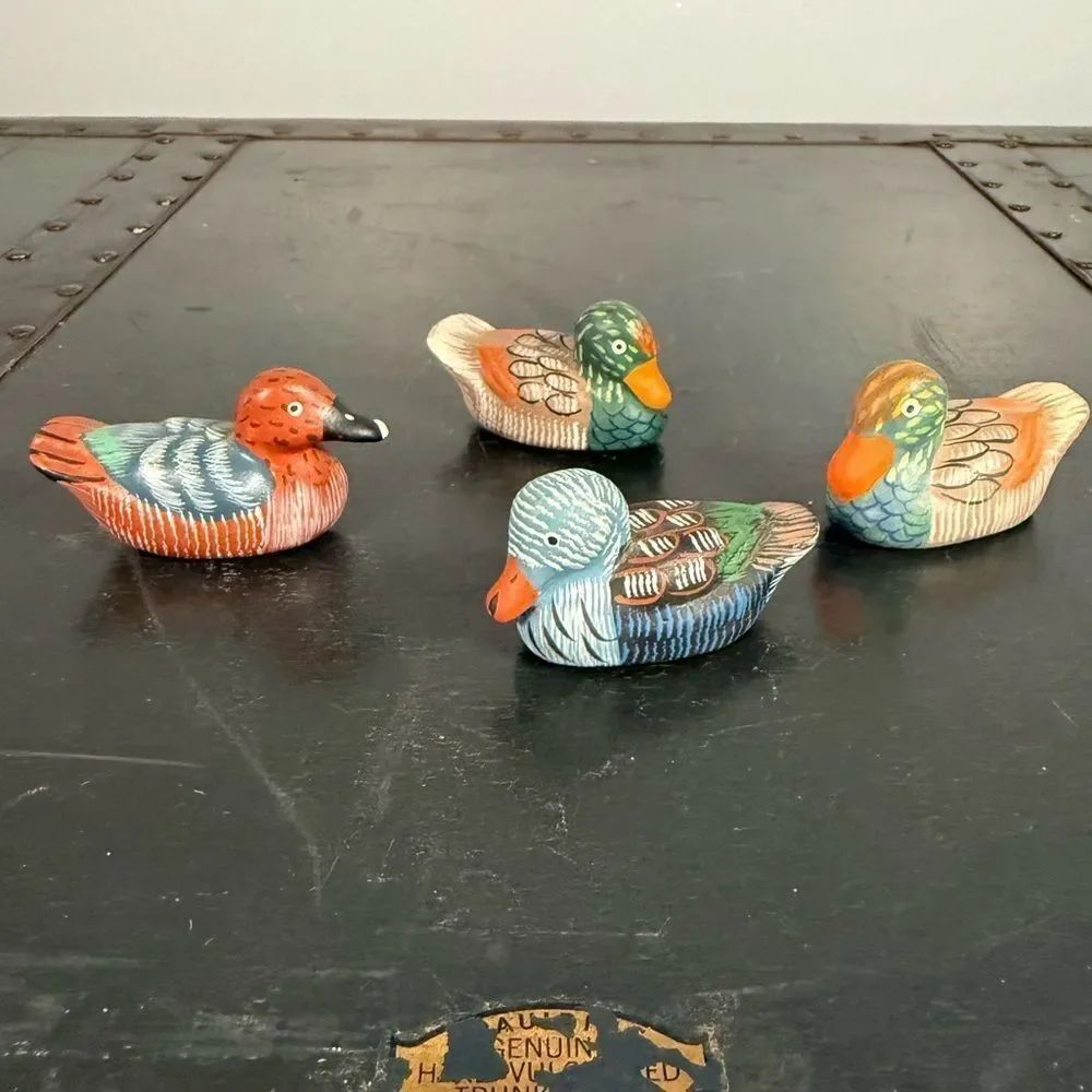 Vtg 1989 ENESCO Ceramic Hand Painted Duck Figurines Mallard Drake Miniature